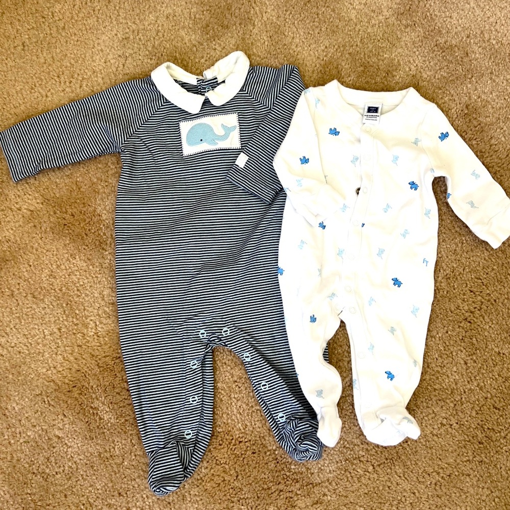EUC Janie And Jack Footed Sleepers Baby Boy - newborn, and 0 to 3 months